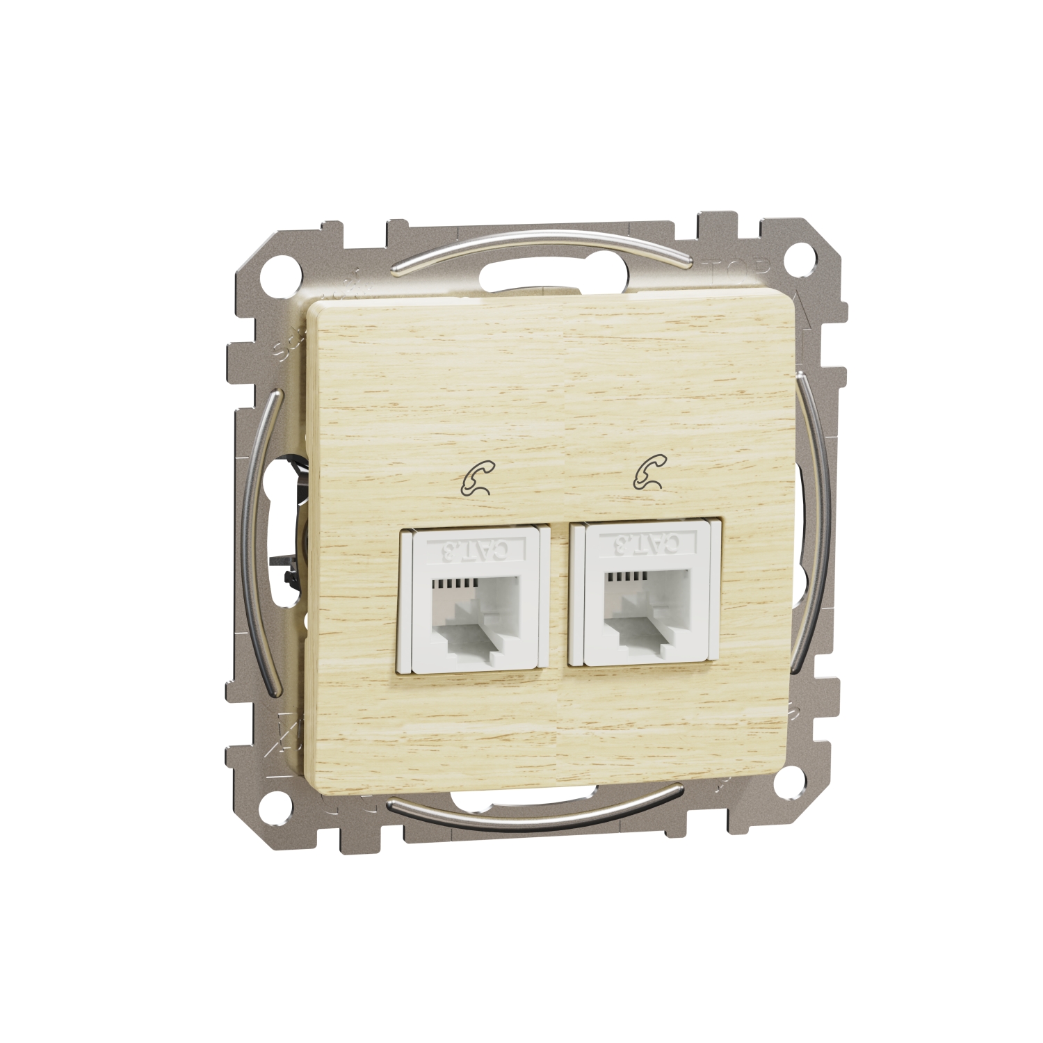 SCHNEIDER ELECTRIC SDD180492 SEDNA DESIGN & ELEMENTS ДВОЙНА ТЕЛЕФОННА РОЗЕТКА, RJ11, БРЕЗА