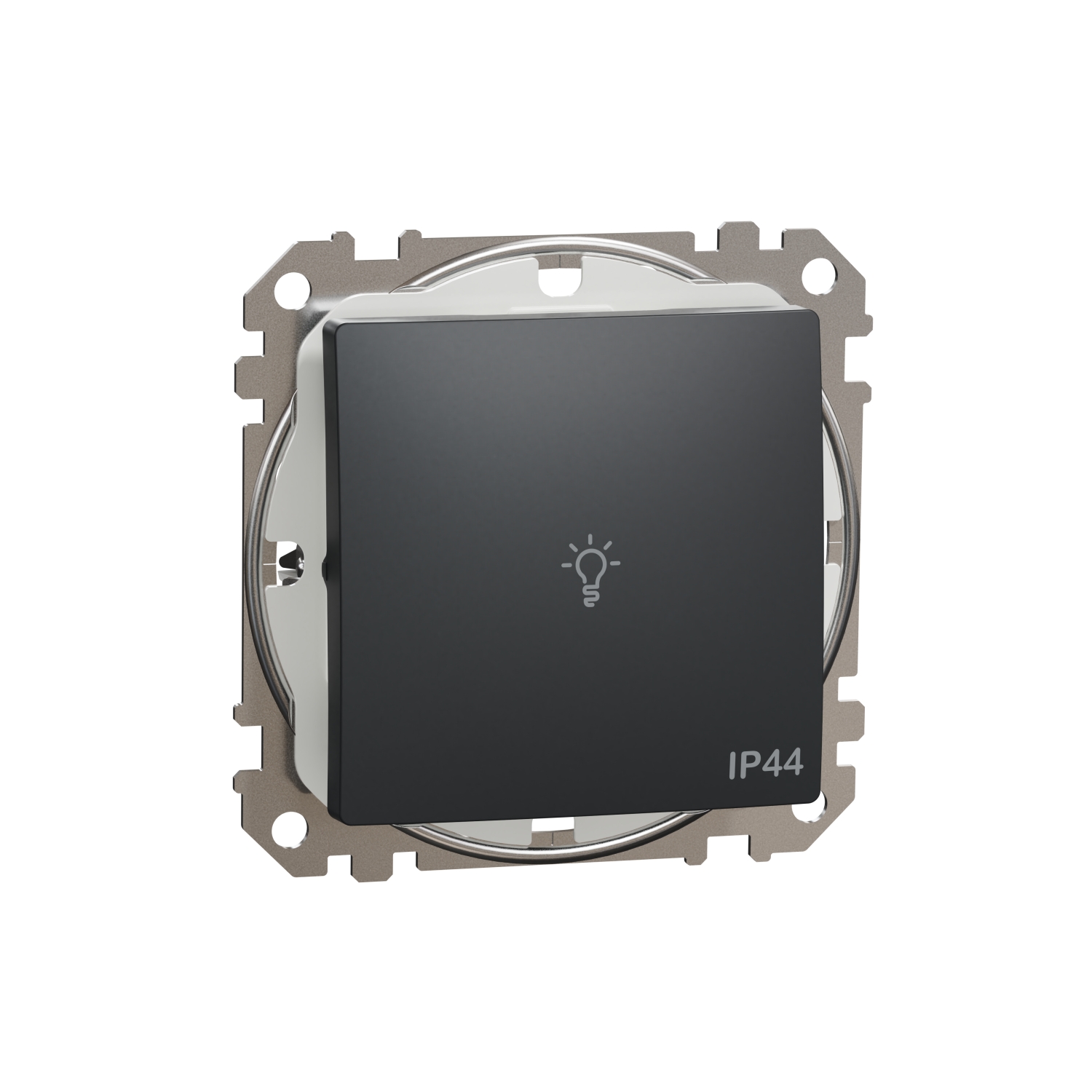 SCHNEIDER ELECTRIC SDD214132 SEDNA DESIGN & ELEMENTS, ЕДНОПОСОЧЕН ПУШ БУТОН 10A СИМВОЛ ЛАМПА, АНТРАЦИТ