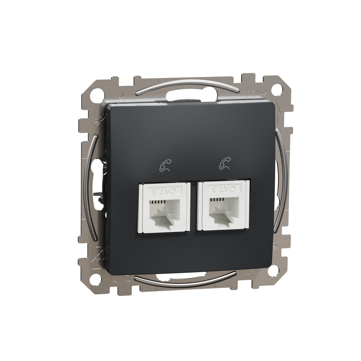 SCHNEIDER ELECTRIC SDD114492 SEDNA DESIGN & ELEMENTS ДВОЙНА ТЕЛЕФОННА РОЗЕТКА, RJ11, АНТРАЦИТ