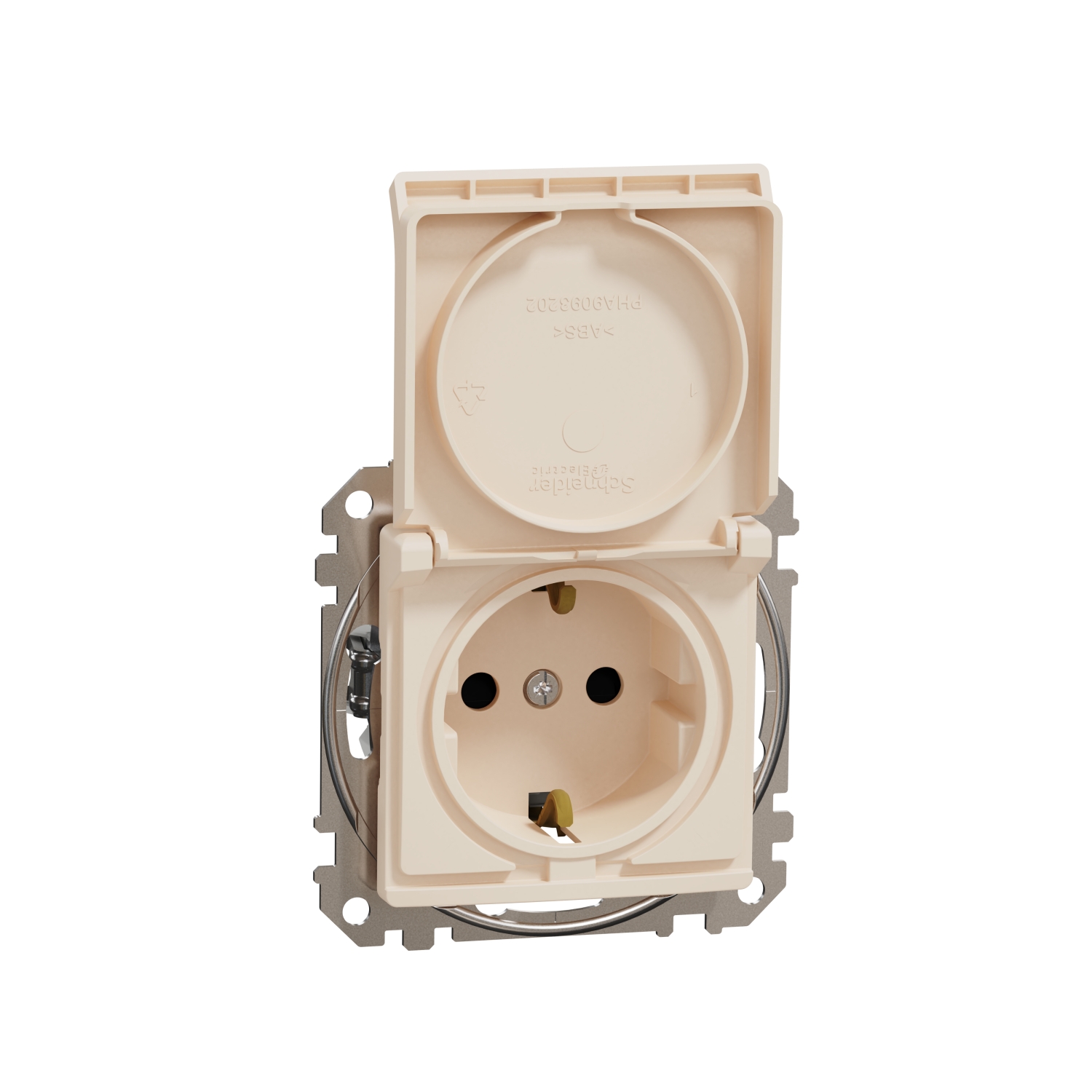 SCHNEIDER ELECTRIC SDD112024 SEDNA DESIGN & ELEMENTS, КОНТАКТ ШУКО, СТРАНИЧНО ЗАЗЕМЯВАНЕ, БЕЗВИНТОВ МОНТАЖ, С КАПАК, КРЕМ