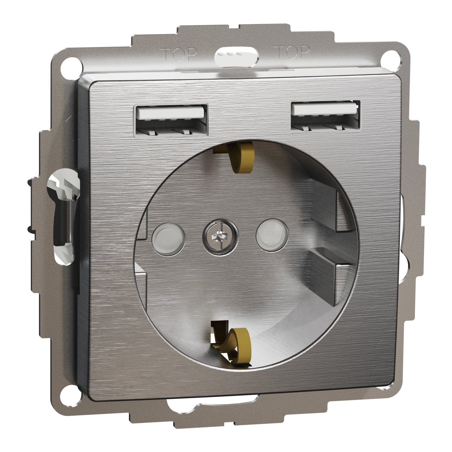 SCHNEIDER ELECTRIC SDD170052 SEDNA DESIGN & ELEMENTS, КОНТАКТ ШУКО + 2X USB ТИП A, ДРАСКАН АЛУМИНИЙ