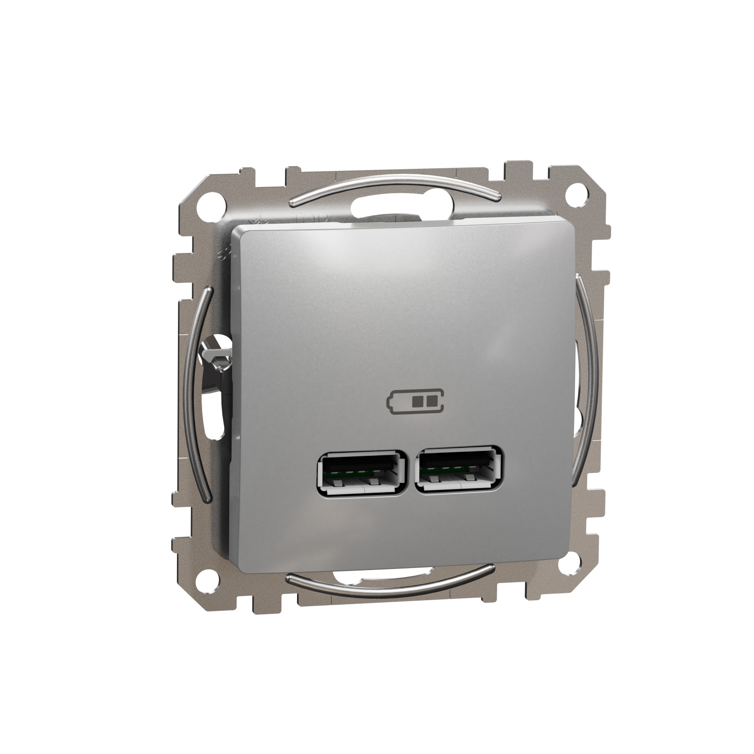 SCHNEIDER ELECTRIC SDD113401 SEDNA DESIGN & ELEMENTS, USB ЗАРЯДНО A+A, 2,1A, АЛУМИНИЙ