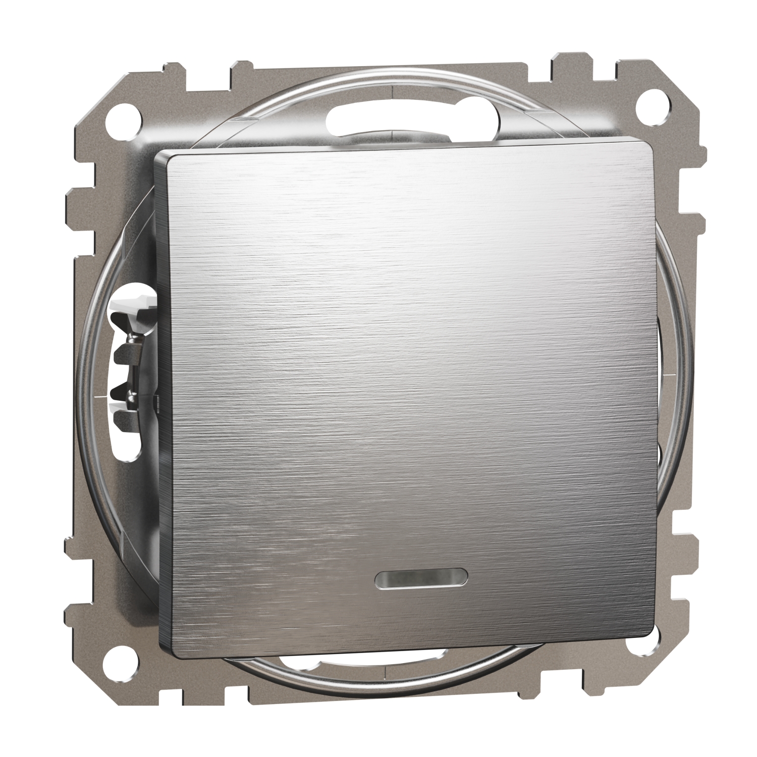 SCHNEIDER ELECTRIC SDD170101L SEDNA DESIGN & ELEMENTS, ЕДНОПОСОЧЕН КЛЮЧ 10AX СИН ЛОКАТОРЕН LED, ДРАСКАН АЛУМИНИЙ