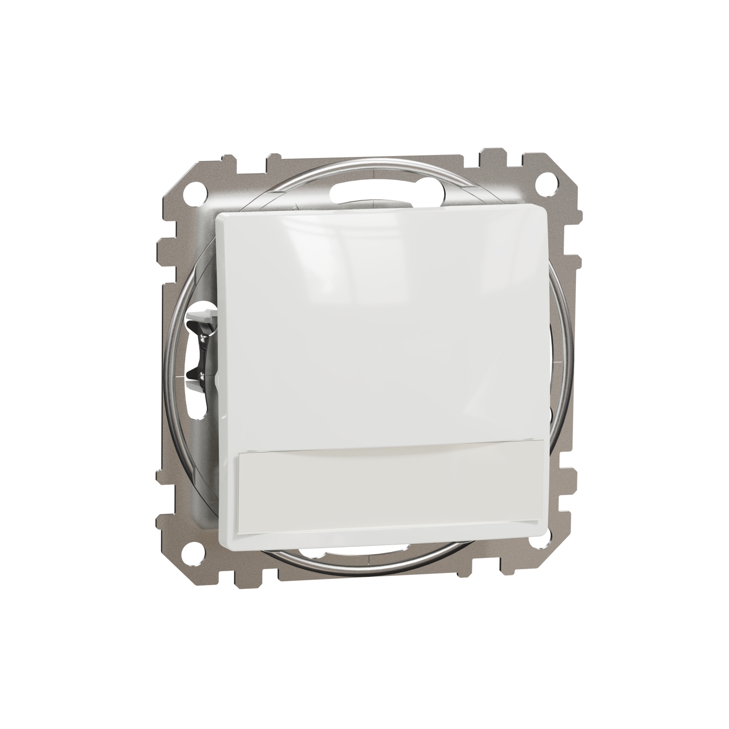 SCHNEIDER ELECTRIC SDD111143L SEDNA DESIGN & ELEMENTS, ЕДНОПОСОЧЕН ПУШ БУТОН 12V 10A СИН ЛОКАТОРЕН LED, ЕТИКЕТ, БЯЛ