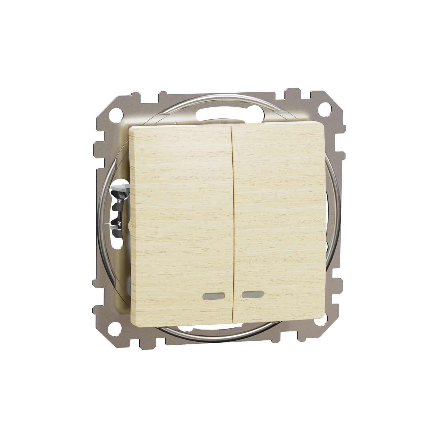 SCHNEIDER ELECTRIC SDD180105L SEDNA DESIGN & ELEMENTS, ДВУПОСОЧЕН КЛЮЧ 10AX СИН ЛОКАТОРЕН LED, БРЕЗА