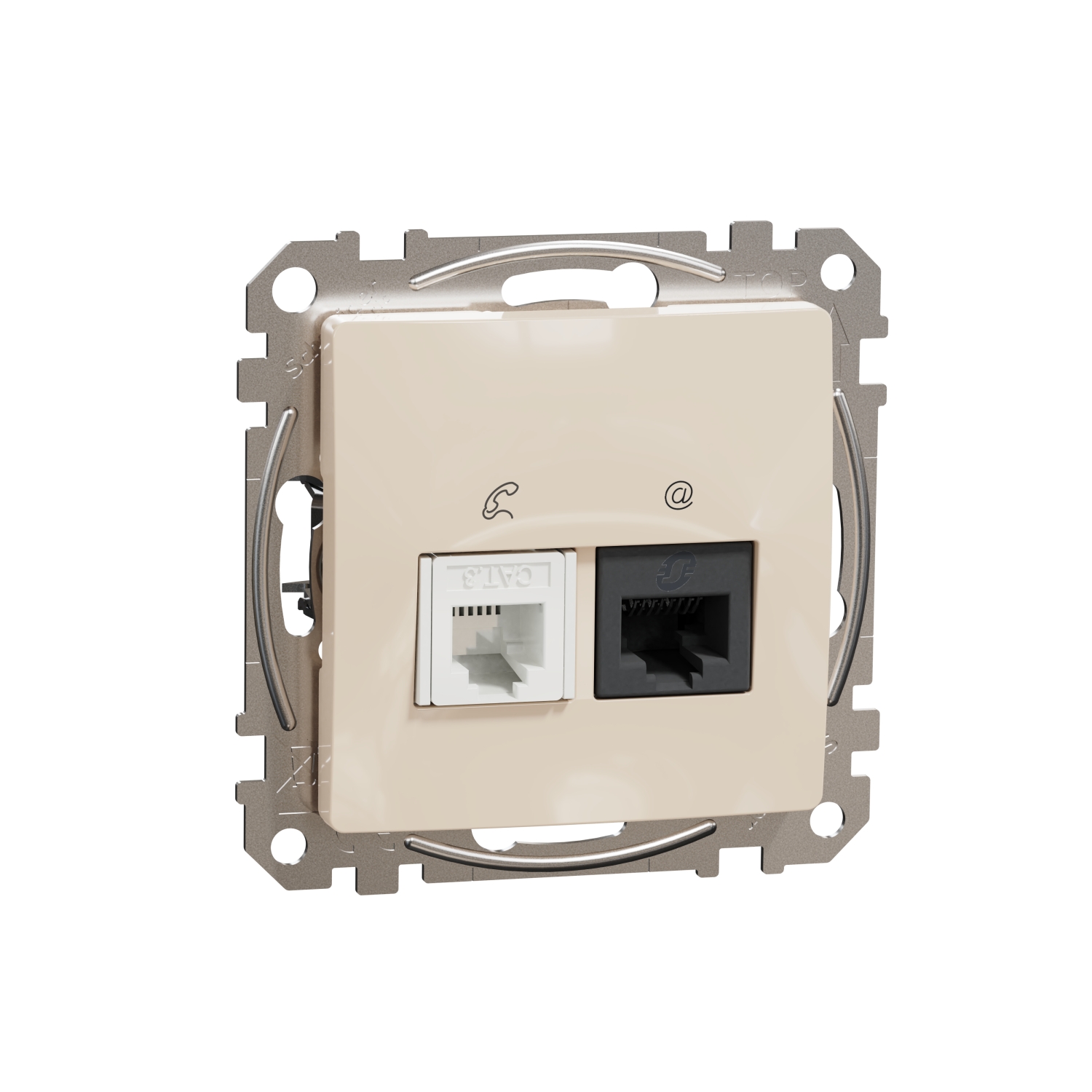 SCHNEIDER ELECTRIC SDD112458 ИЗХОД ЗА ДАННИ CAT 5E UTP + ТЕЛЕФОННА РОЗЕТКА, SEDNA DESIGN & ELEMENTS, КРЕМ