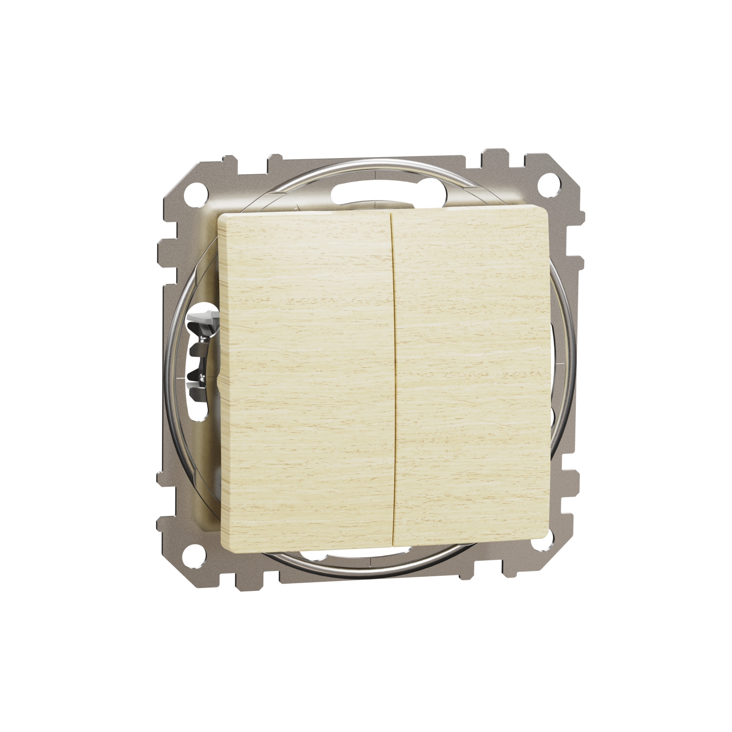 SCHNEIDER ELECTRIC SDD180108 SEDNA DESIGN & ELEMENTS, ДВОЕН ДВУПОСОЧЕН КЛЮЧ 10AX, БРЕЗА