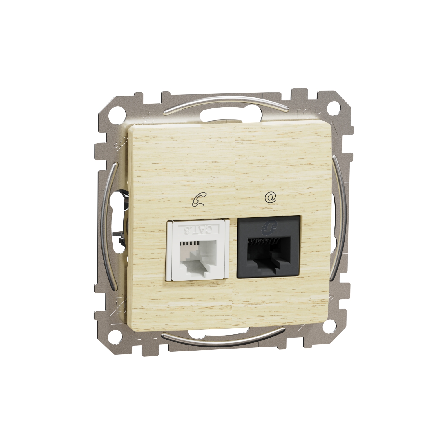 SCHNEIDER ELECTRIC SDD180468 ИЗХОД ЗА ДАННИ CAT 6 UTP + ТЕЛЕФОННА РОЗЕТКА, SEDNA DESIGN & ELEMENTS, БРЕЗА