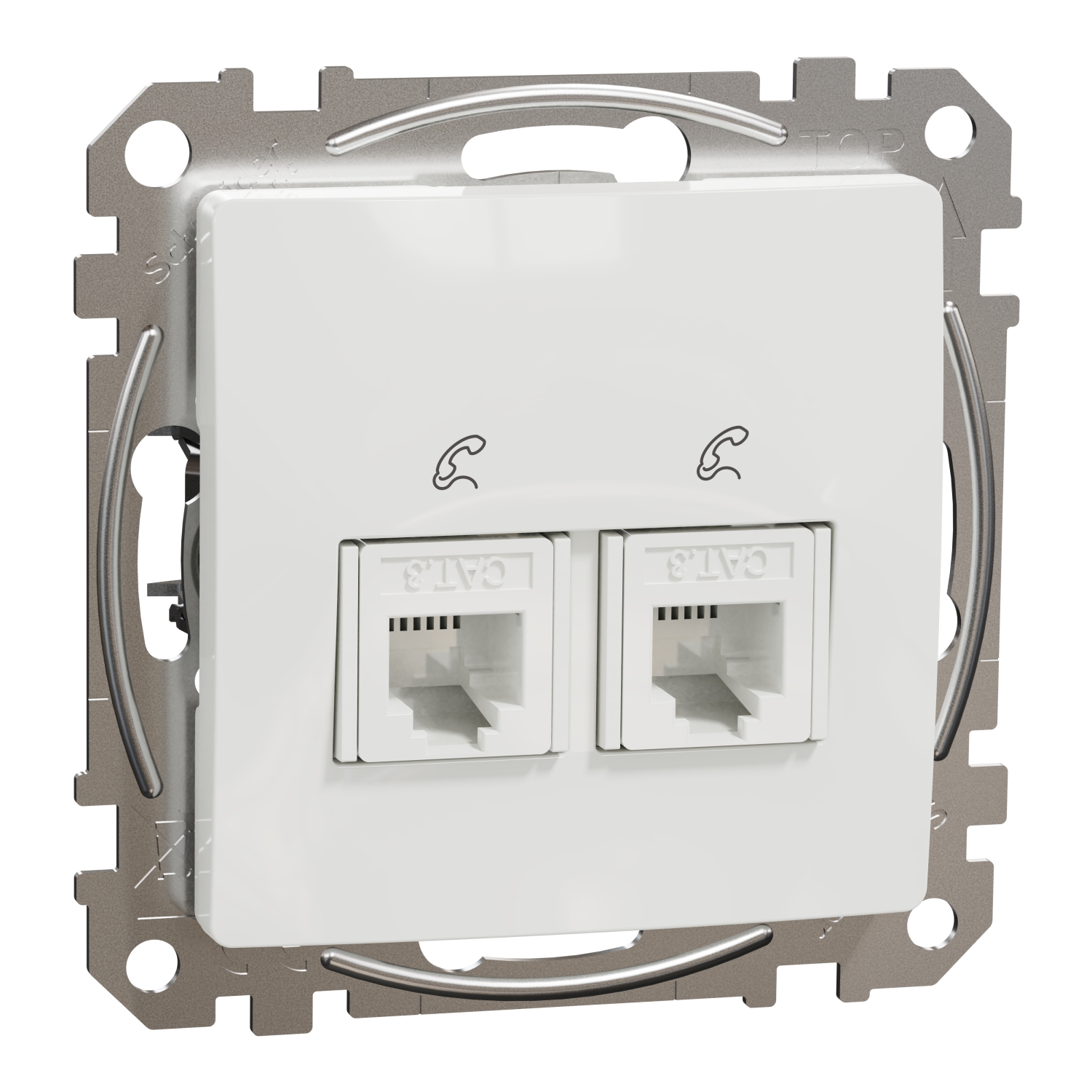 SCHNEIDER ELECTRIC SDD111492 SEDNA DESIGN & ELEMENTS ДВОЙНА ТЕЛЕФОННА РОЗЕТКА, RJ11, БЯЛ