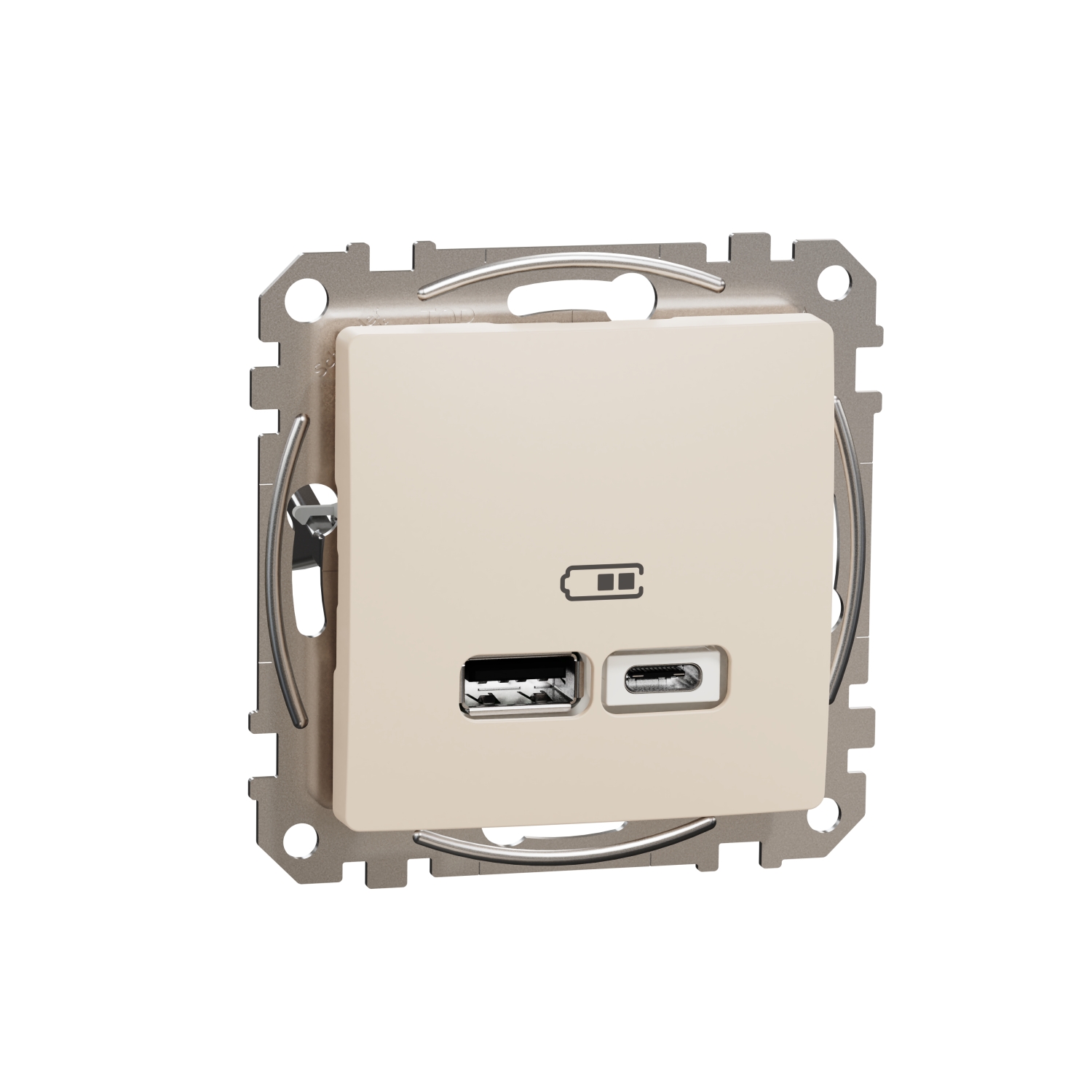 SCHNEIDER ELECTRIC SDD112402 USB ЗАРЯДНО A+C, SEDNA DESIGN & ELEMENTS, 2,4A, КРЕМ