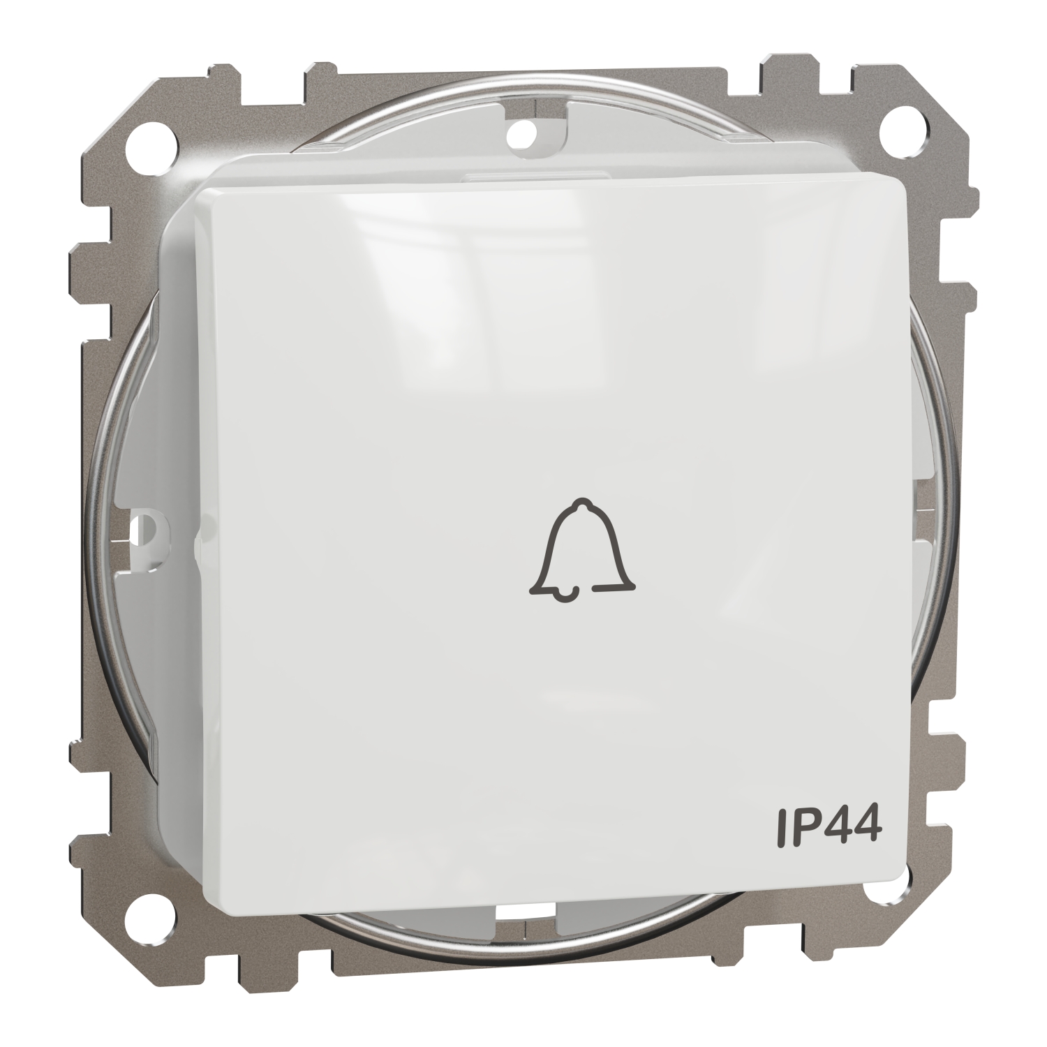 SCHNEIDER ELECTRIC SDD211131 SEDNA DESIGN & ELEMENTS, ЕДНОПОСОЧЕН ПУШ БУТОН 10A СИМВОЛ ЗВЪНЕЦ, БЯЛ