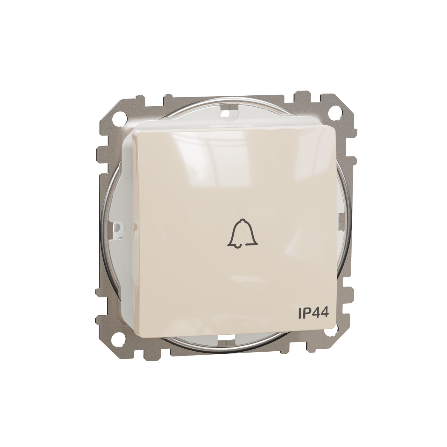 SCHNEIDER ELECTRIC SDD212131 SEDNA DESIGN & ELEMENTS, ЕДНОПОСОЧЕН ПУШ БУТОН 10A СИМВОЛ ЗВЪНЕЦ, КРЕМ