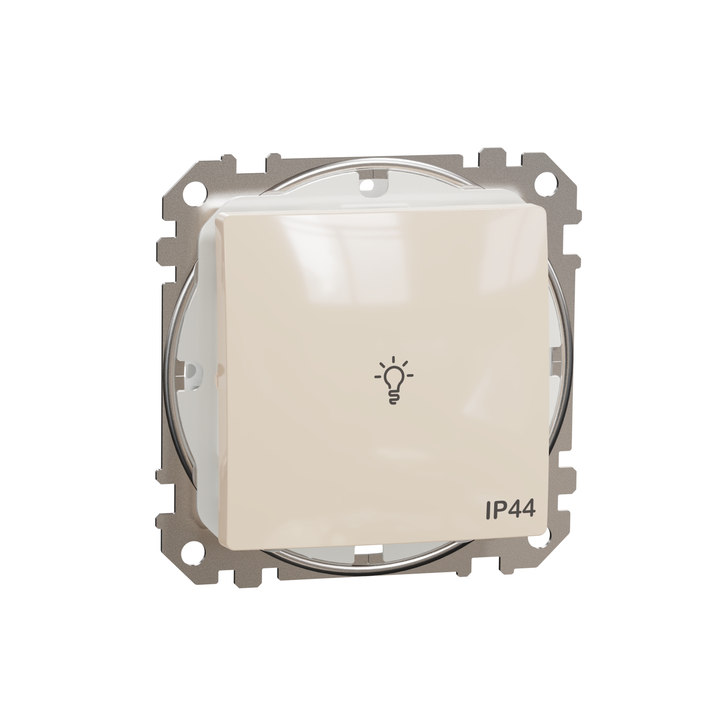 SCHNEIDER ELECTRIC SDD212132 SEDNA DESIGN & ELEMENTS, ЕДНОПОСОЧЕН ПУШ БУТОН 10A СИМВОЛ ЛАМПА, КРЕМ