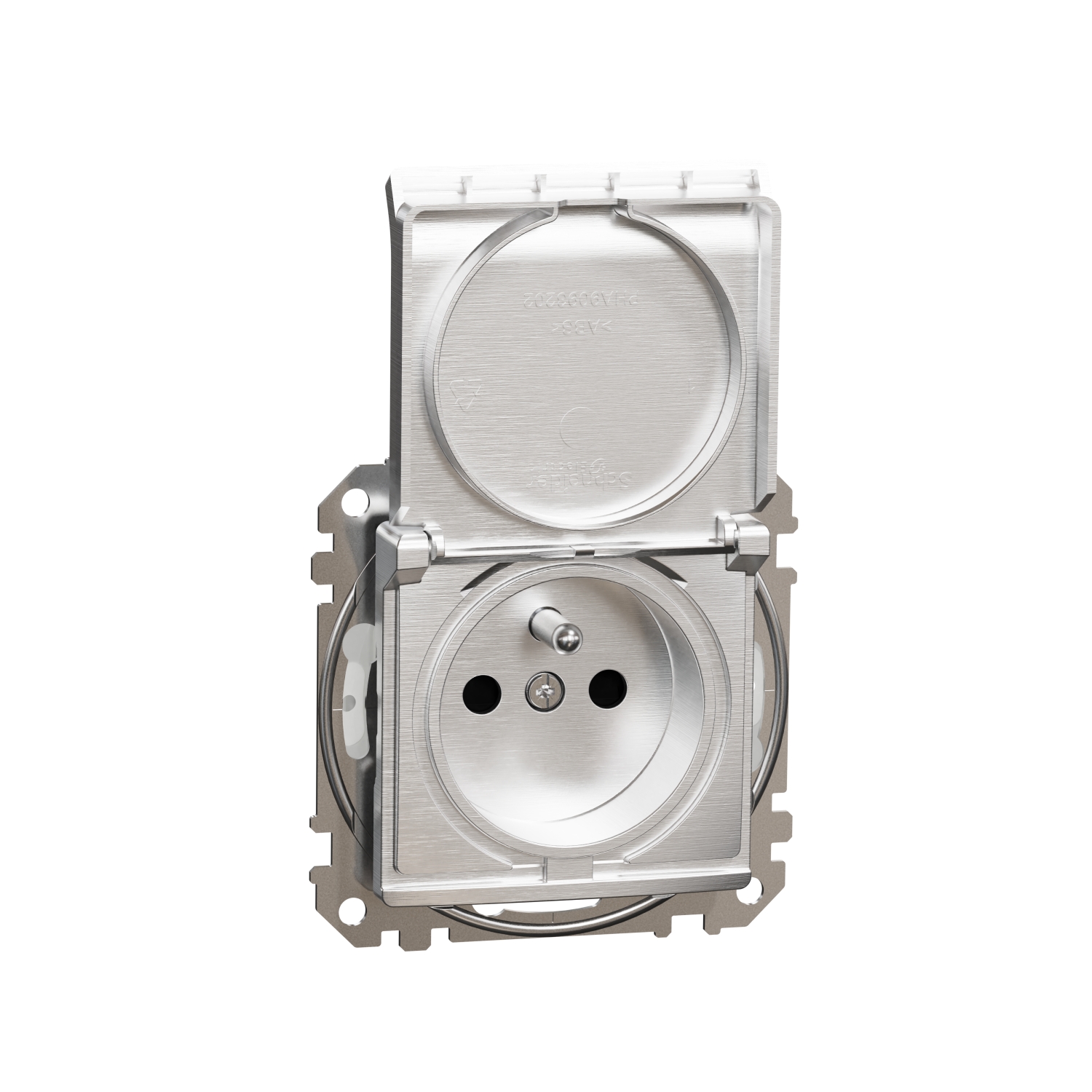 SCHNEIDER ELECTRIC SDD270013 SEDNA DESIGN & ELEMENTS, КОНТАКТ ФРЕНСКИ СТАНДАРТ С КАПАК, ДРАСКАН АЛУМИНИЙ