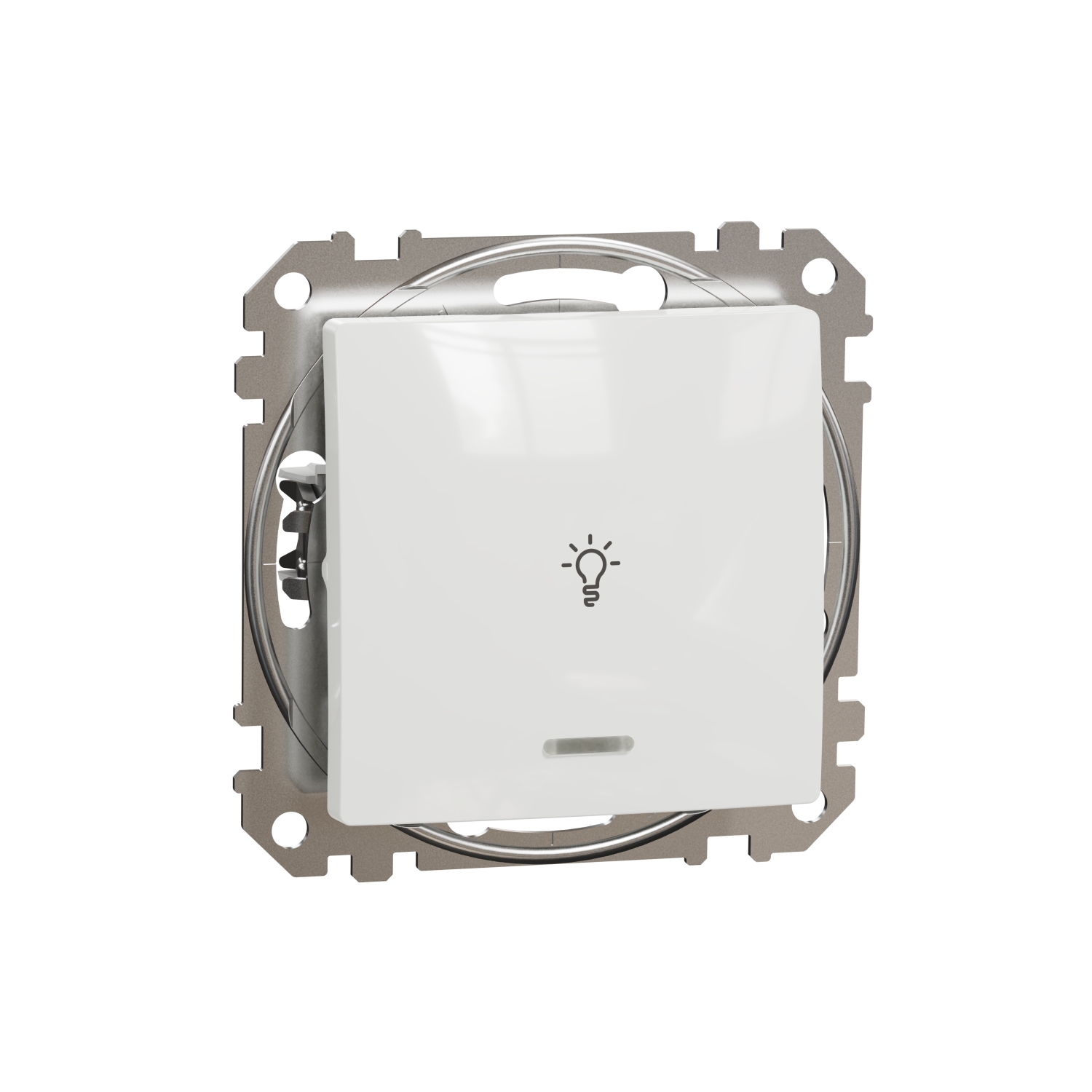 SCHNEIDER ELECTRIC SDD111132L SEDNA DESIGN & ELEMENTS, ЕДНОПОСОЧЕН ПУШ БУТОН 10A СИН ЛОКАТОРЕН LED СИМВОЛ ЛАМПА, БЯЛ