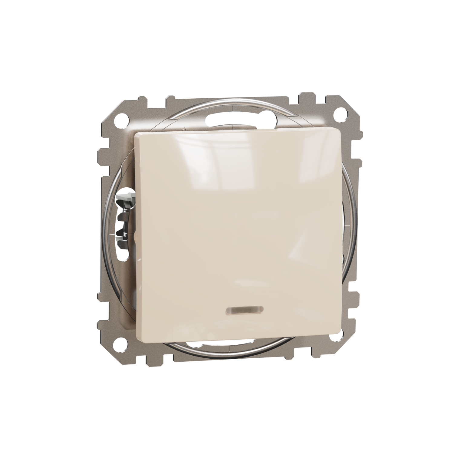SCHNEIDER ELECTRIC SDD112101L SEDNA DESIGN & ELEMENTS, ЕДНОПОСОЧЕН КЛЮЧ 10AX СИН ЛОКАТОРЕН LED, КРЕМ