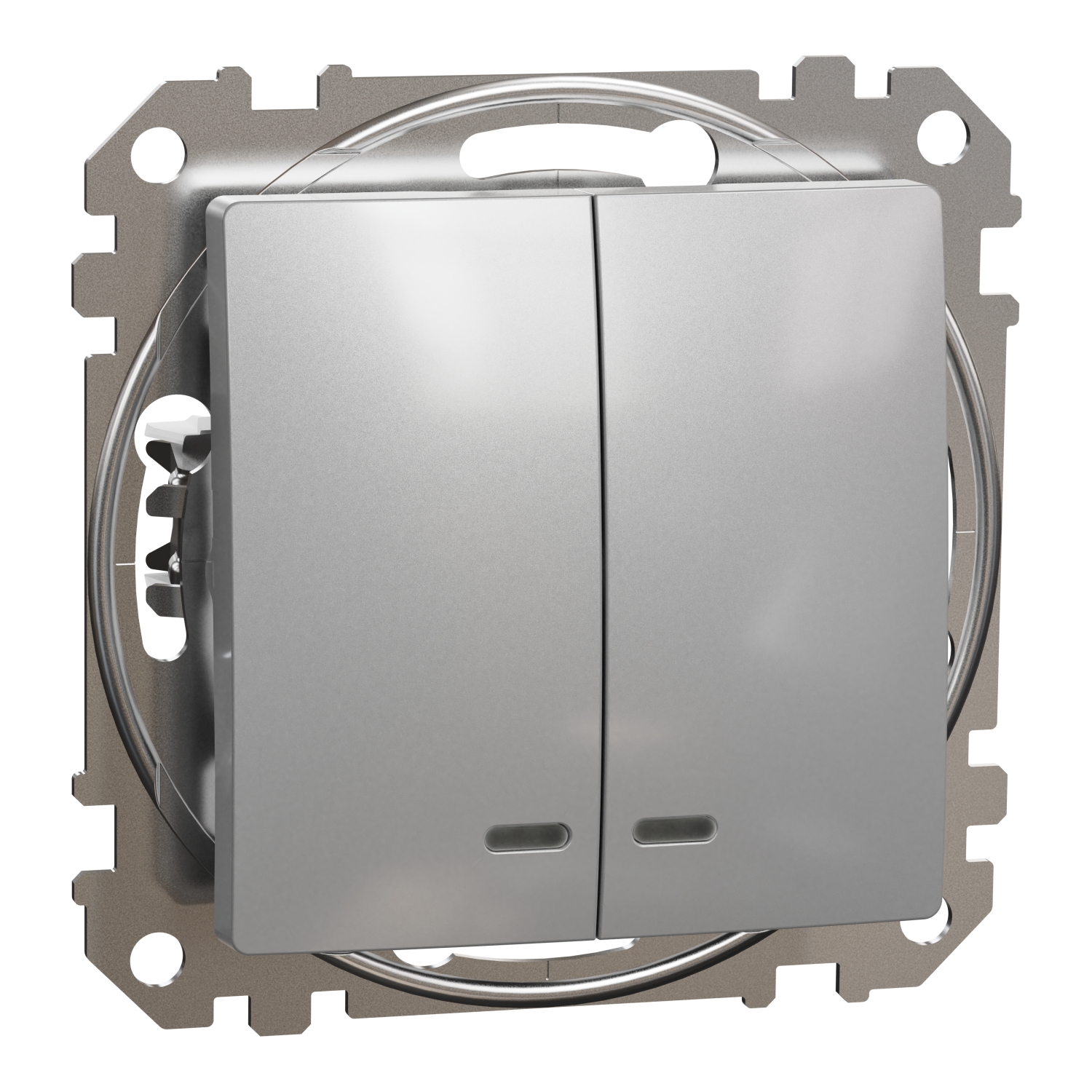 SCHNEIDER ELECTRIC SDD113105L SEDNA DESIGN & ELEMENTS, ДВУПОСОЧЕН КЛЮЧ 10AX СИН ЛОКАТОРЕН LED, АЛУМИНИЙ