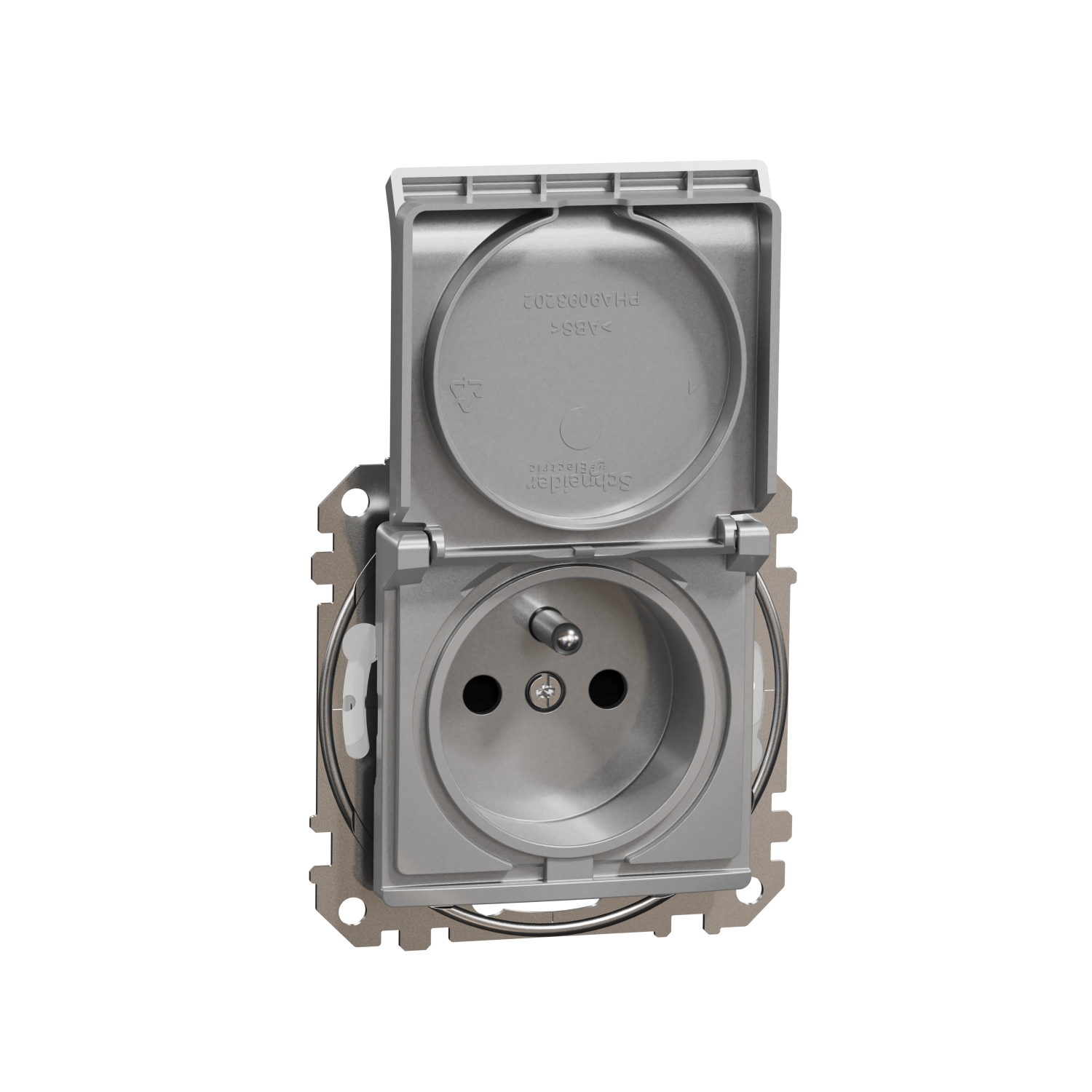 SCHNEIDER ELECTRIC SDD213014 SEDNA DESIGN & ELEMENTS, КОНТАКТ ФРЕНСКИ СТАНДАРТ С КАПАК, АЛУМИНИЙ