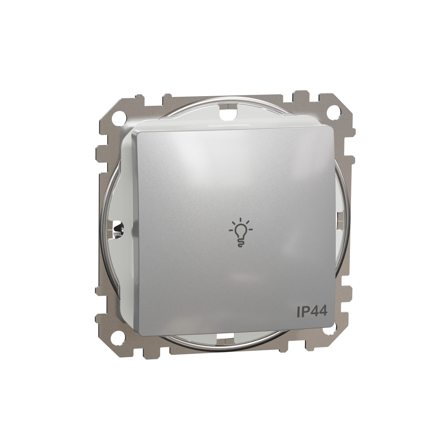 SCHNEIDER ELECTRIC SDD213132 SEDNA DESIGN & ELEMENTS, ЕДНОПОСОЧЕН ПУШ БУТОН 10A СИМВОЛ ЛАМПА, АЛУМИНИЙ