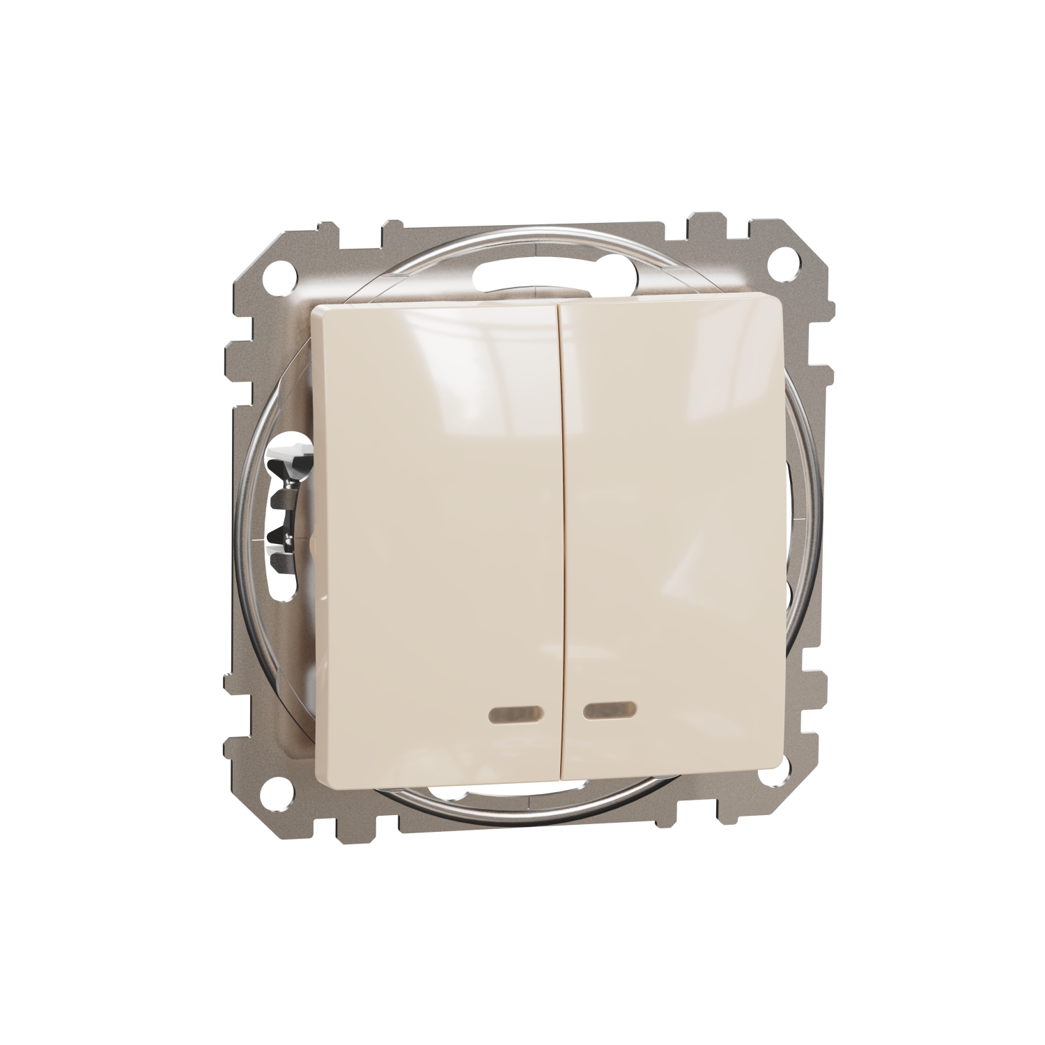 SCHNEIDER ELECTRIC SDD112105L SEDNA DESIGN & ELEMENTS, ДВУПОСОЧЕН КЛЮЧ 10AX СИН ЛОКАТОРЕН LED, КРЕМ