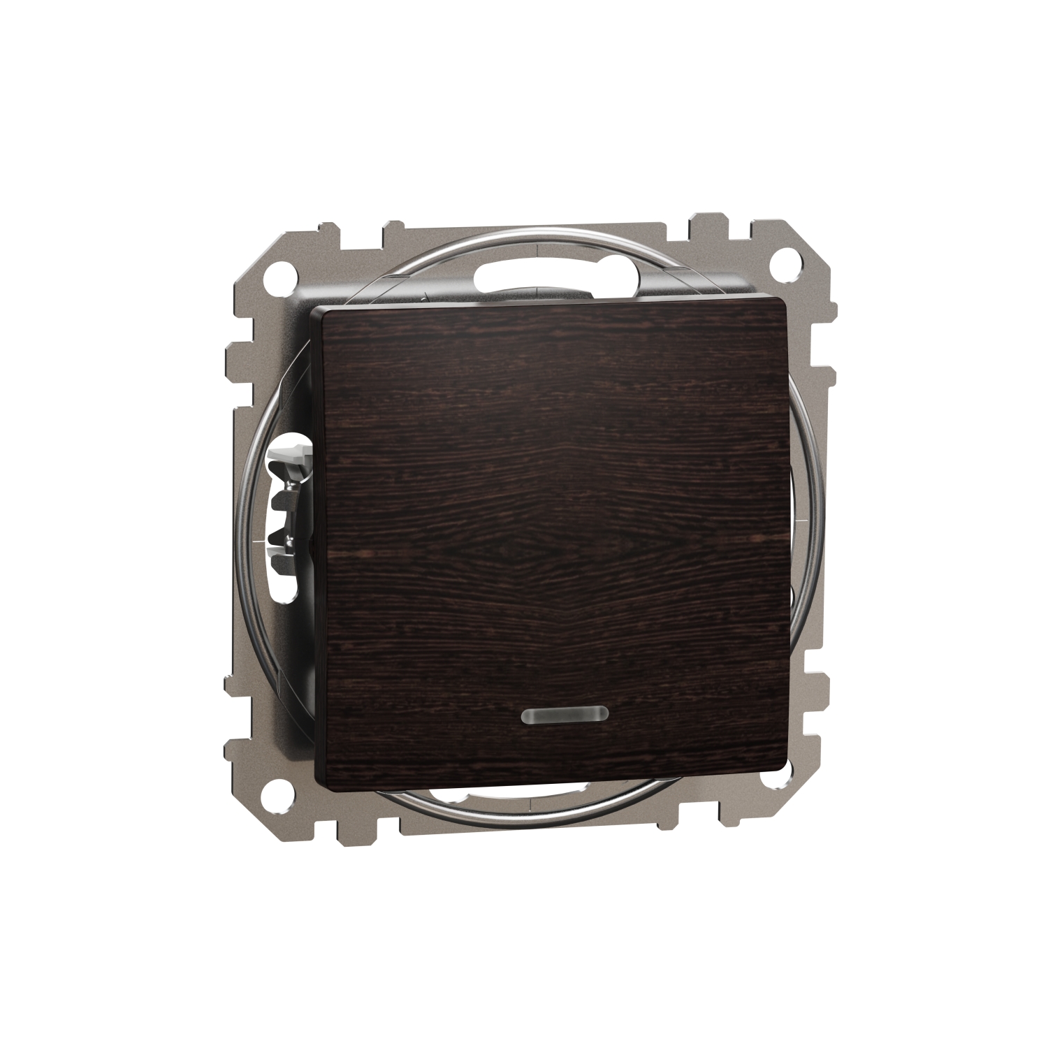 SCHNEIDER ELECTRIC SDD181111L SEDNA DESIGN & ELEMENTS, ЕДНОПОСОЧЕН ПУШ БУТОН 10A СИН ЛОКАТОРЕН LED, ВЕНГЕ