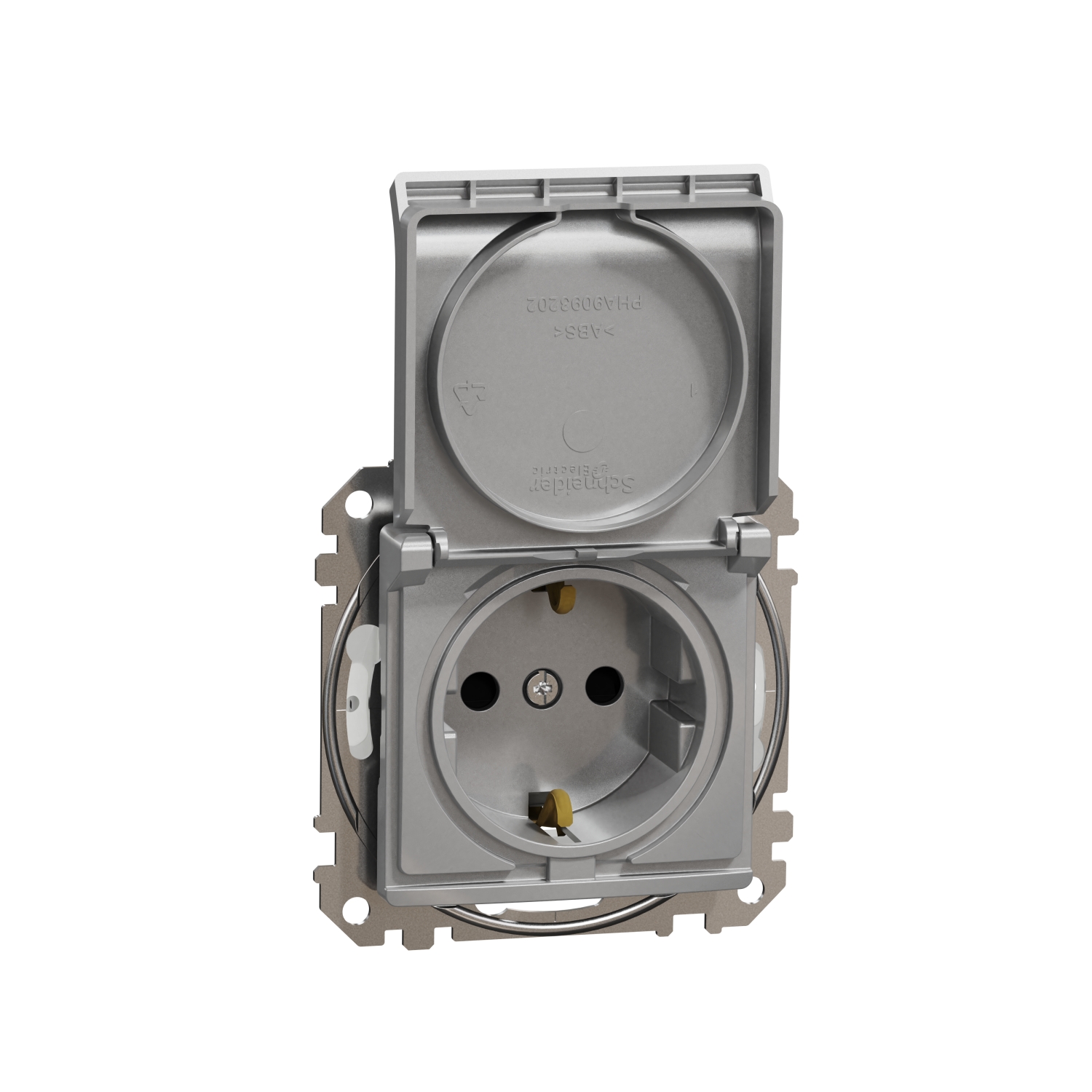 SCHNEIDER ELECTRIC SDD213024 SEDNA DESIGN & ELEMENTS, КОНТАКТ ШУКО, СТРАНИЧНО ЗАЗЕМЯВАНЕ, БЕЗВИНТОВ МОНТАЖ, С КАПАК, АЛУМИНИЙ