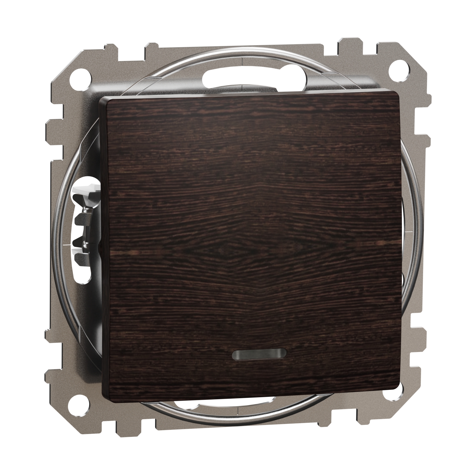 SCHNEIDER ELECTRIC SDD181101L SEDNA DESIGN & ELEMENTS, ЕДНОПОСОЧЕН КЛЮЧ 10AX СИН ЛОКАТОРЕН LED, ВЕНГЕ