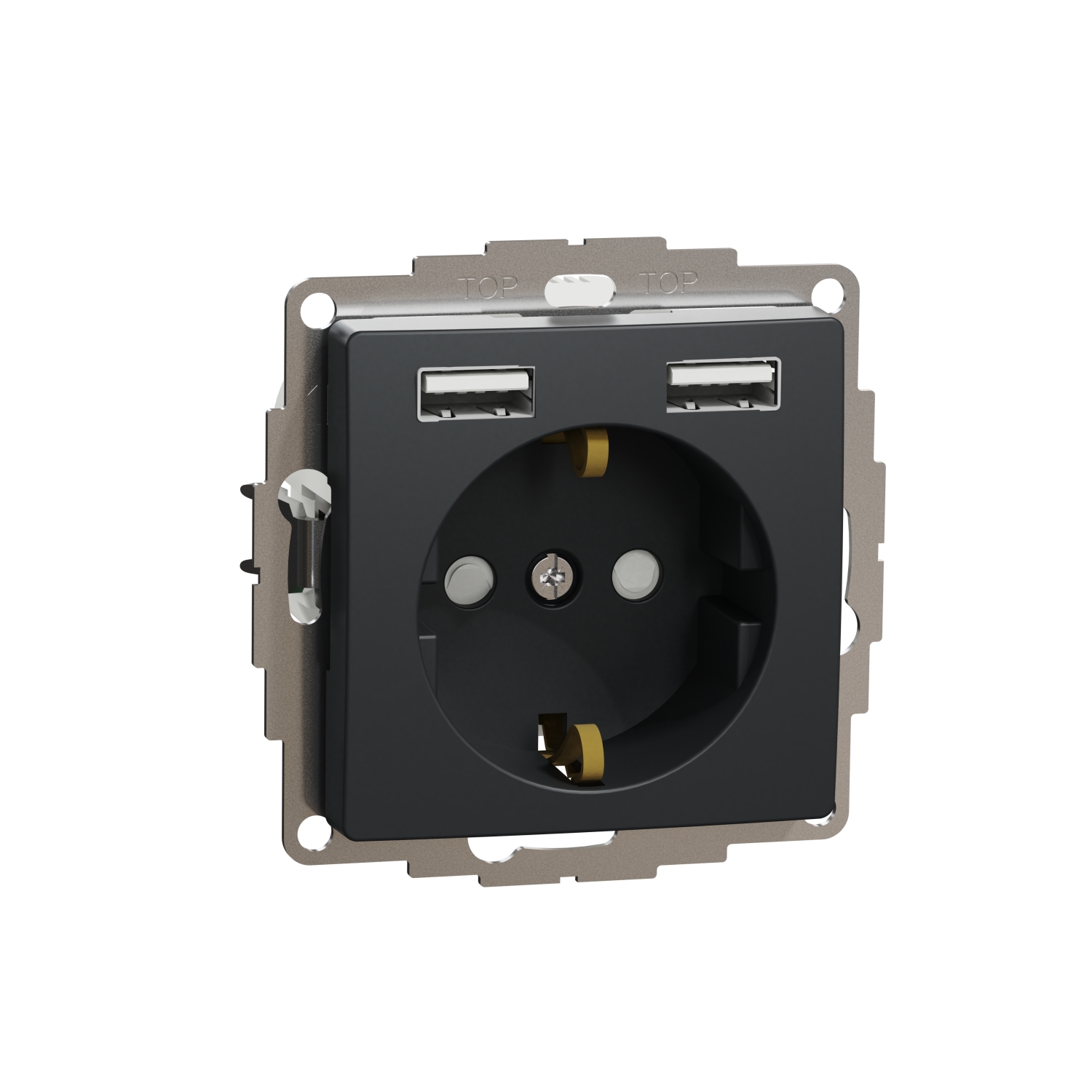 SCHNEIDER ELECTRIC SDD114052 SEDNA DESIGN & ELEMENTS, КОНТАКТ ШУКО + 2X USB ТИП A, АНТРАЦИТ