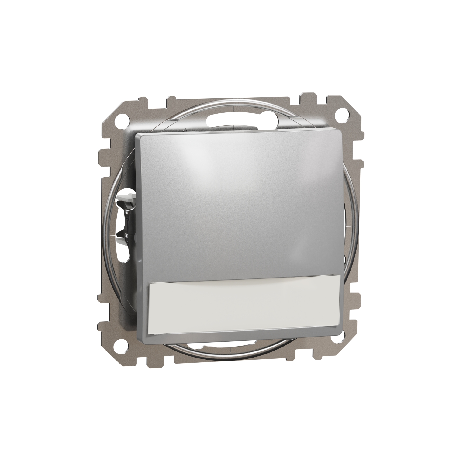 SCHNEIDER ELECTRIC SDD113143L SEDNA DESIGN & ELEMENTS, ЕДНОПОСОЧЕН ПУШ БУТОН 12V 10A СИН ЛОКАТОРЕН LED, ЕТИКЕТ, АЛУМИНИЙ