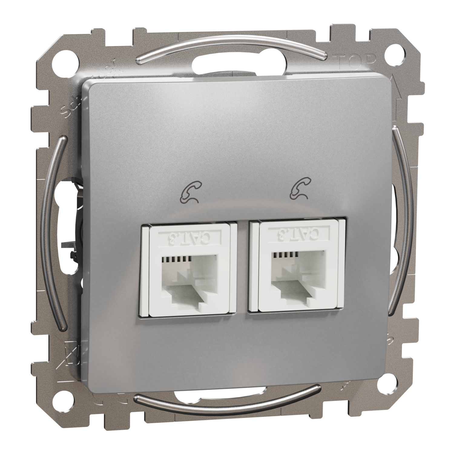 SCHNEIDER ELECTRIC SDD113492 SEDNA DESIGN & ELEMENTS ДВОЙНА ТЕЛЕФОННА РОЗЕТКА, RJ11, АЛУМИНИЙ