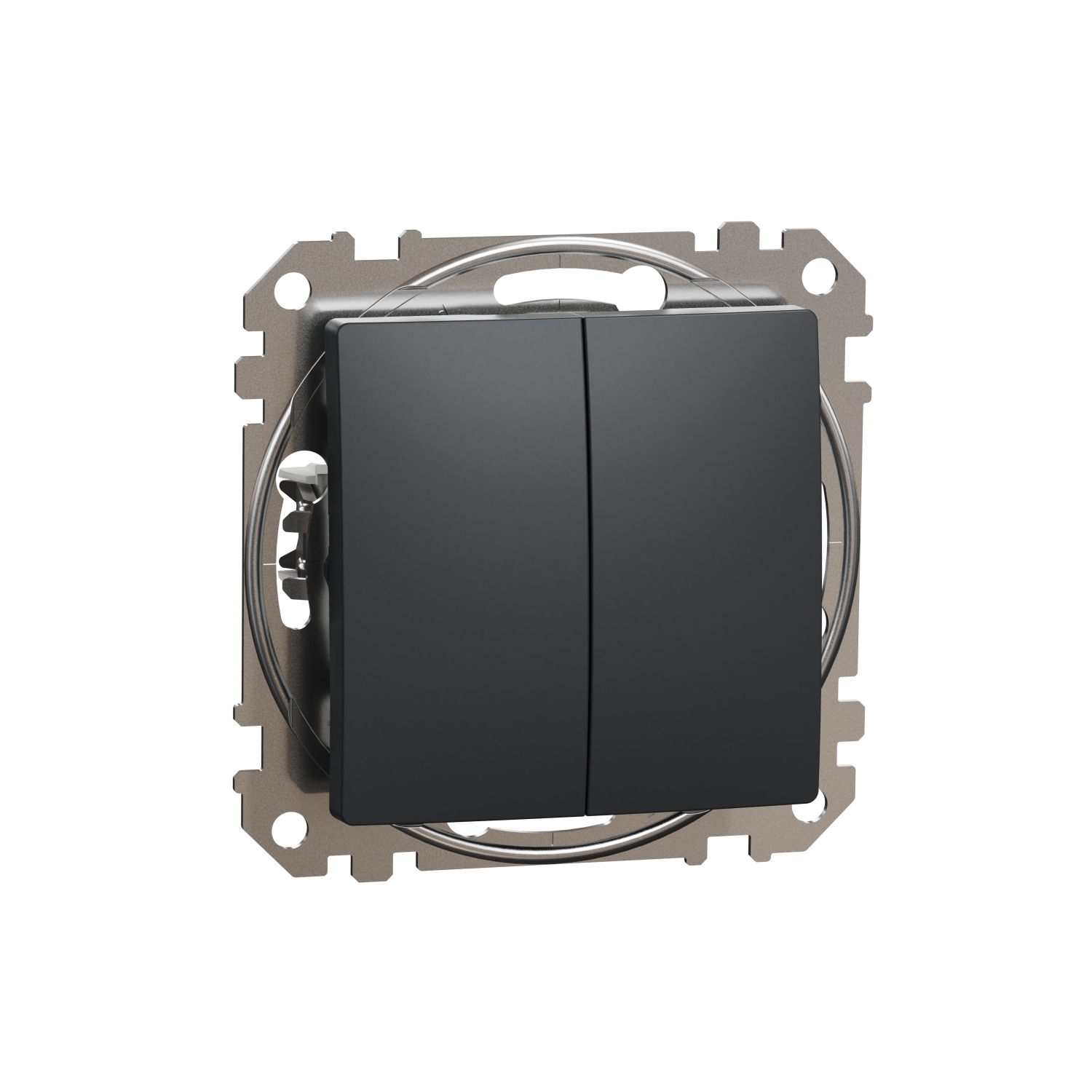 SCHNEIDER ELECTRIC SDD114108 SEDNA DESIGN & ELEMENTS, ДВОЕН ДВУПОСОЧЕН КЛЮЧ 10AX, АНТРАЦИТ