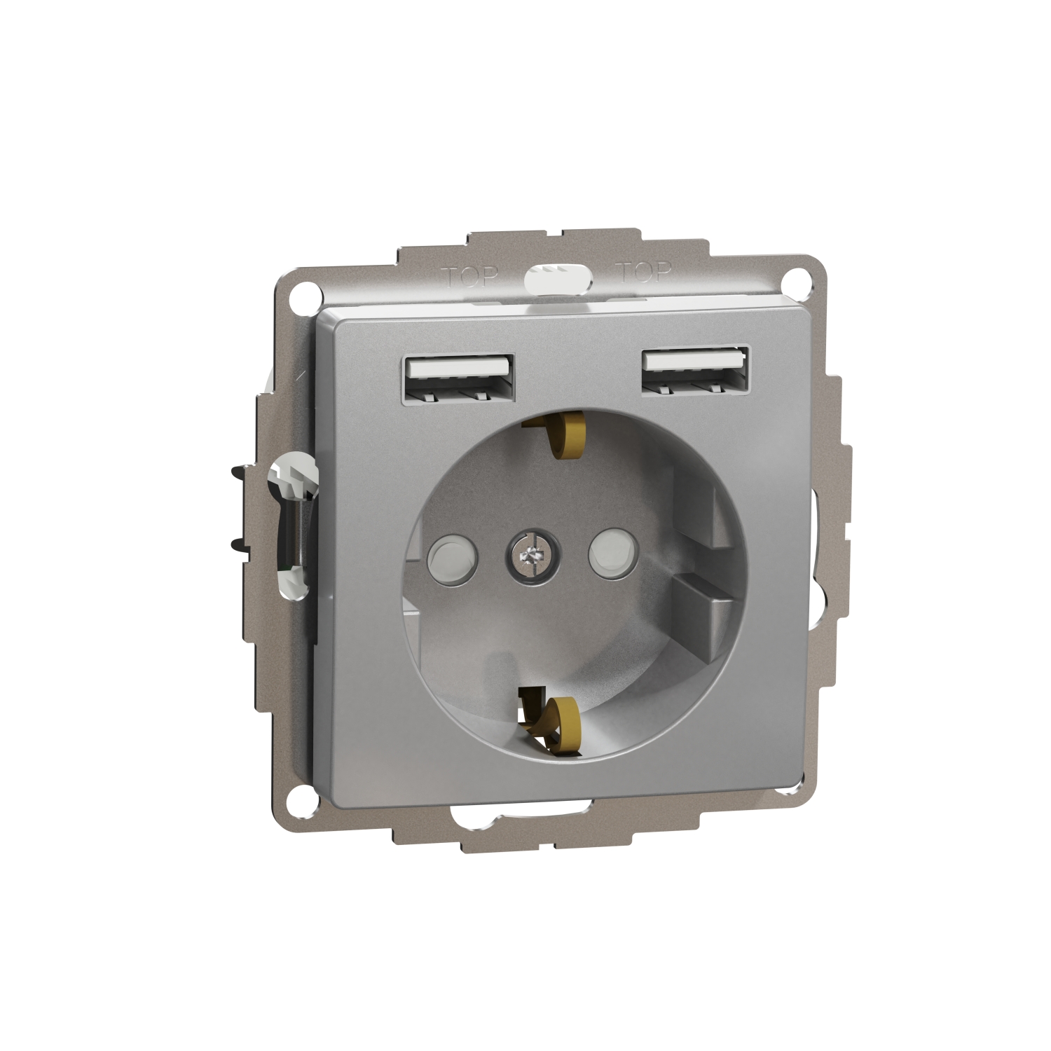 SCHNEIDER ELECTRIC SDD113052 SEDNA DESIGN & ELEMENTS, КОНТАКТ ШУКО + 2X USB ТИП A, АЛУМИНИЙ