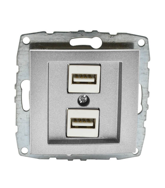 MONO DESPINA МЕХАНИЗЪМ ДВОЙНО USB ЗАРЯДНО СРЕБРО
