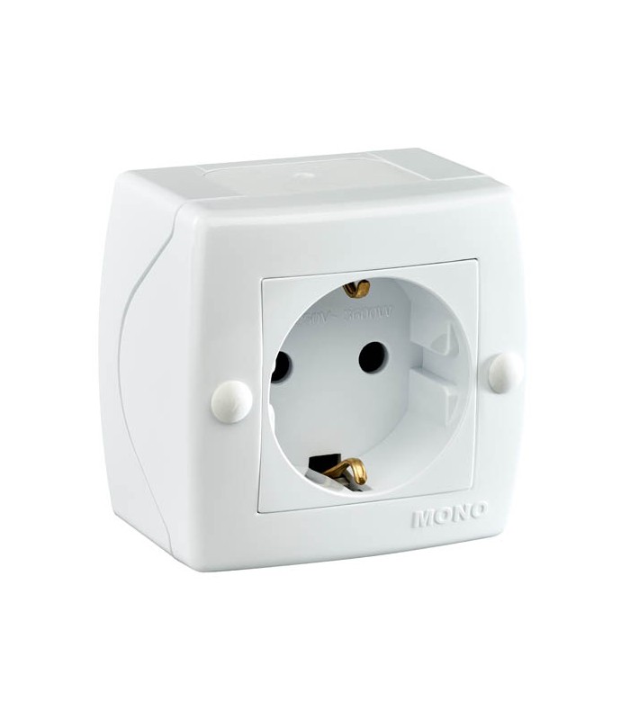 MONO OCTANS КОНТАКТ ЗАЗЕМЕН ОТКРИТ МОНТАЖ БЯЛ