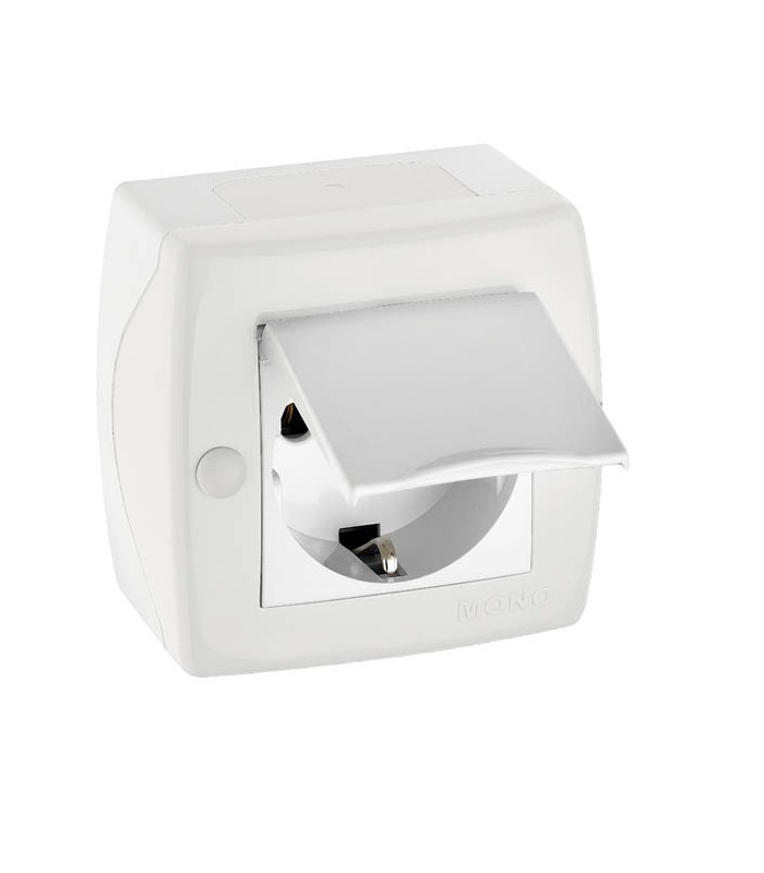 MONO OCTANS КОНТАКТ ЗАЗЕМЕН С КАПАК ОТКРИТ МОНТАЖ БЯЛ