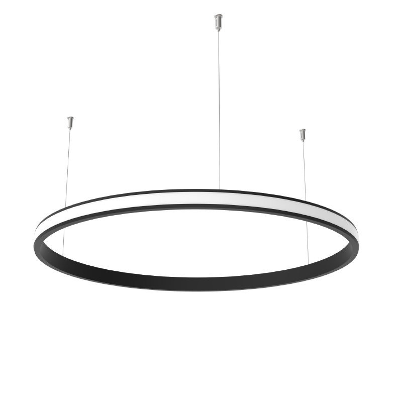 ACA LIGHTING PROFILES P30T600 - ORIO BLACK ALUMINUM PROFILE WITH OPAL PC DIFFUSER OUTWARD Φ600