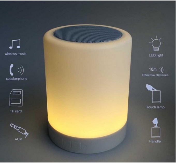 LIGHTEX LED НАСТОЛНА ЛАМПА 3W 220V 3000K 160LM BLUE TOOTH,WI-FI,TOUCH С ПОРТАТИВНА ТОНКОЛОНА LIGHTEX