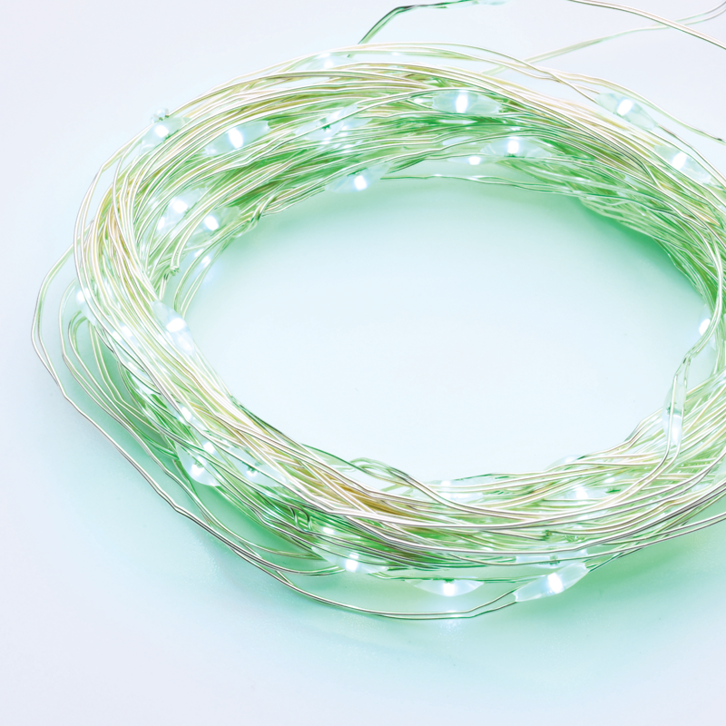ACA LIGHTING CHRISTMAS X01100515 100 LED STRING LIGHTS TIMER GREEN SILVER COPPER WIRE & BAT.3XAA IP44 10m+10cm