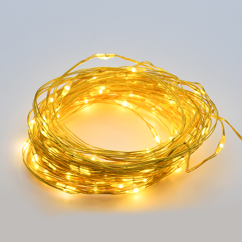 ACA LIGHTING CHRISTMAS X01200132 200 LED STRING LIGHTS, WW, GOLD COPPER WIRE, ADAPTOR (3VDC) & 8FUNCTIONS, IP44, 20M+3M, 6W