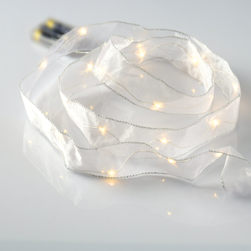ACA LIGHTING CHRISTMAS X01201118 "WHITE RIBBON", 20 LED COPPER WIRE STRING LIGHTS, WW, SILVER COPPER WIRE. & BAT. 3xAA, IP20, 2M+10CM, 1.2W