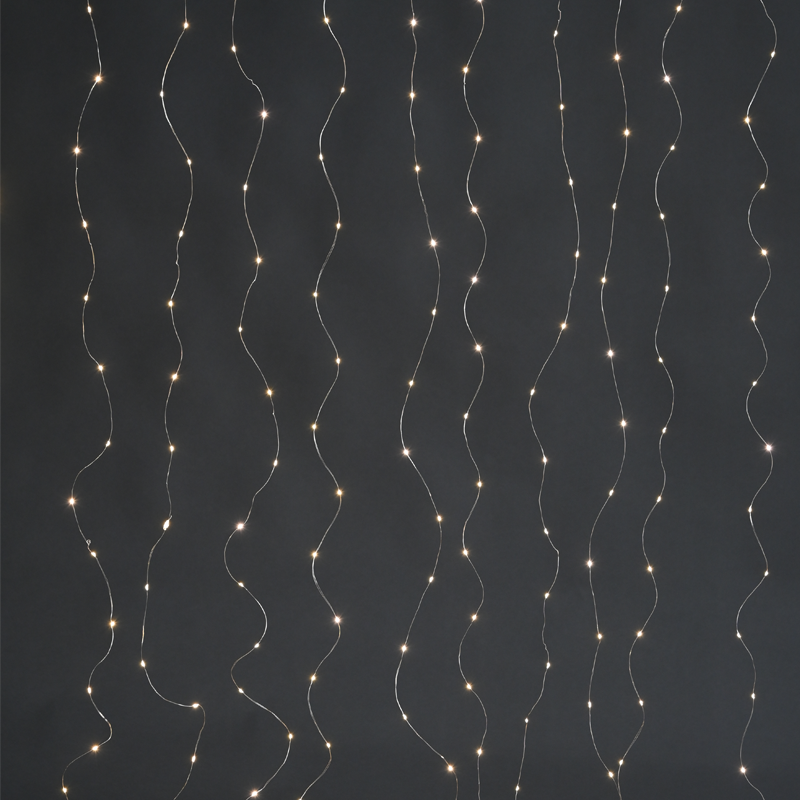 ACA LIGHTING CHRISTMAS X0140011712 400 LED CURTAIN LIGHTS WW SILVER COPPER WIRE USB ADAPT.+REMOTE 20LEDSx20STRINGS 2x2M+3M