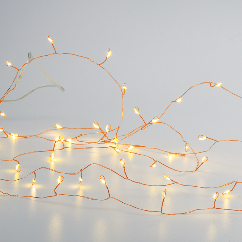 ACA LIGHTING CHRISTMAS X01501217 50 CLUSTER LED STRING LIGHTS, WW, COPPER WIRE & BAT. 3XAA IP20 2.5M+30CM, 3W
