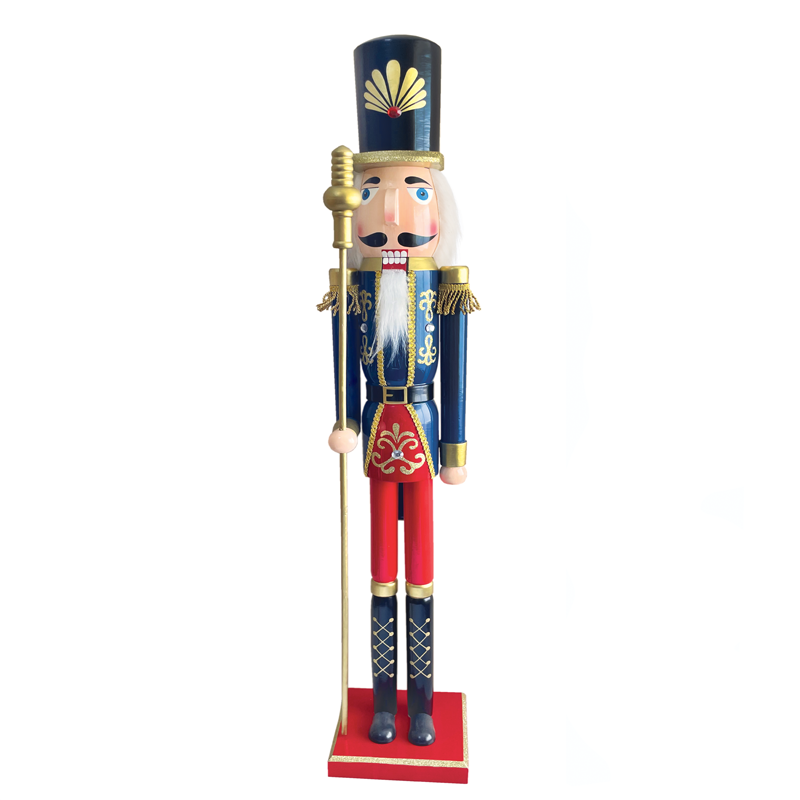 ACA LIGHTING CHRISTMAS X0210608 WOODEN NUTCRACKER BLUE & RED WITH SCEPTER H106CM