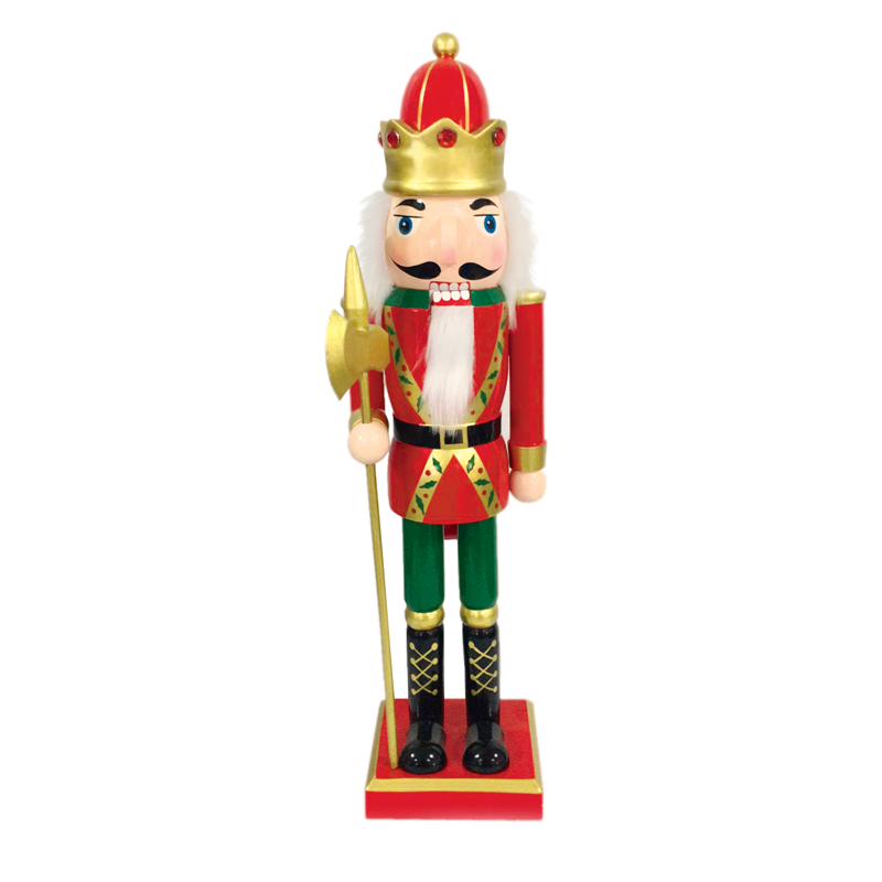 ACA LIGHTING CHRISTMAS X023009 WOODEN NUTCRACKER KING GREEN & RED WITH AXE H30CM