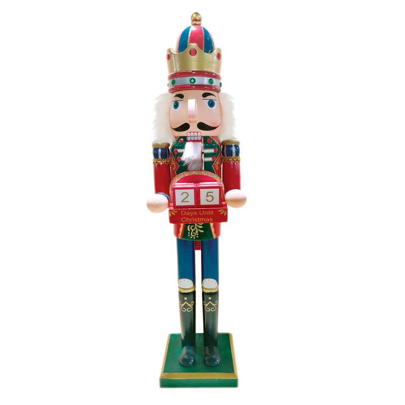 ACA LIGHTING CHRISTMAS X026006 WOODEN NUTCRACKER KING BLUE & RED WITH CALENDAR H60CM