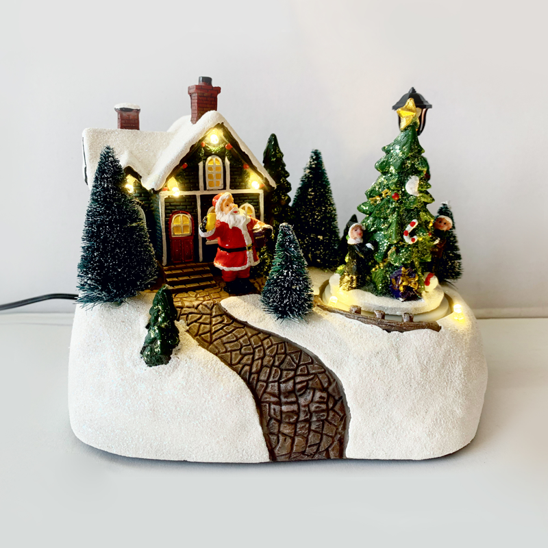 ACA LIGHTING CHRISTMAS X0301 LED WW DECOR MULTICOLOR VILLAGE+ROTATION TREE+MUSIC 4.5V (ADAPT) / 3AA (BAT) 19Χ13.5Χ15.5CM