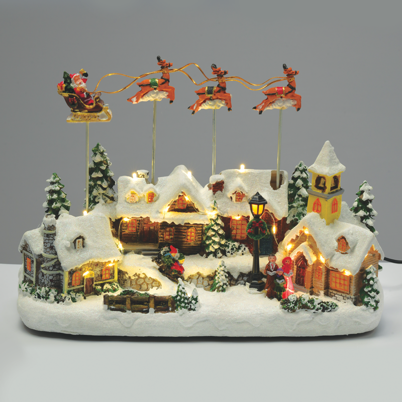 ACA LIGHTING CHRISTMAS X0307 LED WW DECOR MULTICOLOR VILLAGE+MOTION SLEIGH+MUSIC 4.5V (ADAPT) / 3ΑΑ (BAT) 34.5Χ15.5Χ25.5CM