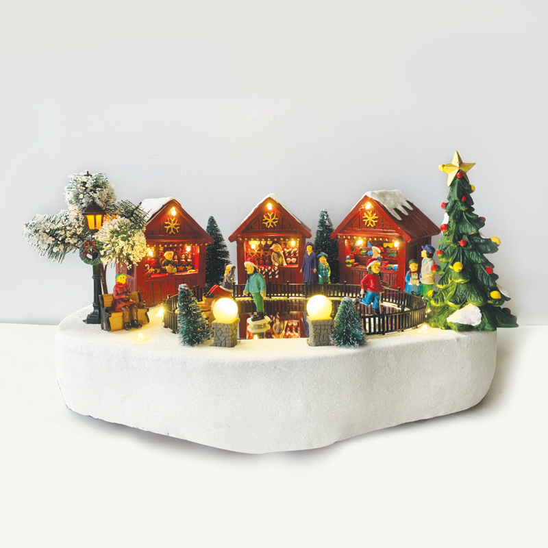 ACA LIGHTING CHRISTMAS X0313 LED WW DECOR MULTICOLOR VILLAGE+ROTATION SKATING+MUSIC 4.5V (ADAPT) / 3ΑΑ (BAT) 35Χ24.5Χ18CM