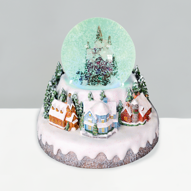 ACA LIGHTING CHRISTMAS X0321 LED RGB DECOR MULTICOLOR VILLAGE + BLOWING WATERBALL +MUSIC 4.5V (ADAPT) / 3ΑΑ (BAT) 20Χ18Χ20CM