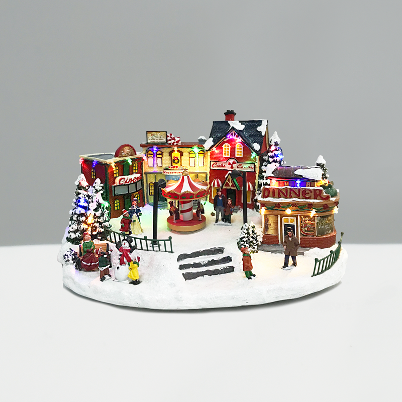 ACA LIGHTING CHRISTMAS X0327 LED RGB DECOR MULTICOLOR VILLAGE + ROTATION CAROUSEL +MUSIC 4.5V (ADAPT) 42Χ31Χ23CM